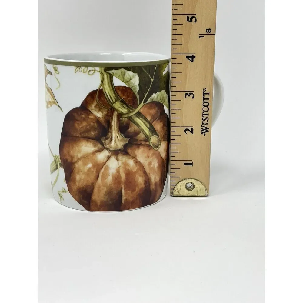 Williams Sonoma Botanical Pumpkin Coffee Cup Mug 4” Autumn Thanksgiving
